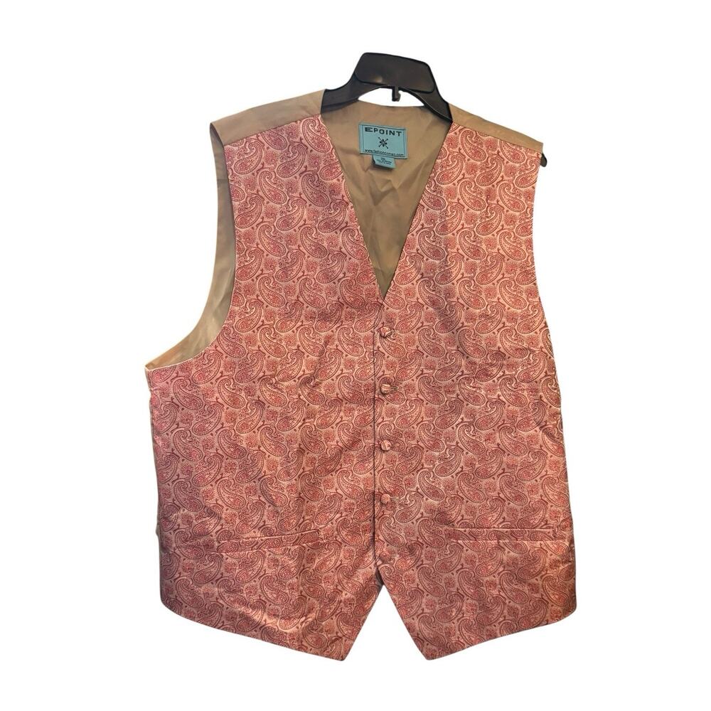 Epoint Men’s Pink Paisley Formal 5 Button Vest 2XL Microfiber